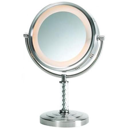 Ricki'S Rugs 8 in., 6X-1X Lighted Table Top Mirror, Nickel, Height 14 in. RI2547258
